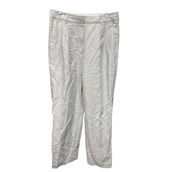 Aritzia The Effortless Linen High-waisted wide-leg linen pants Grey sz 12 - Picture 8 of 14